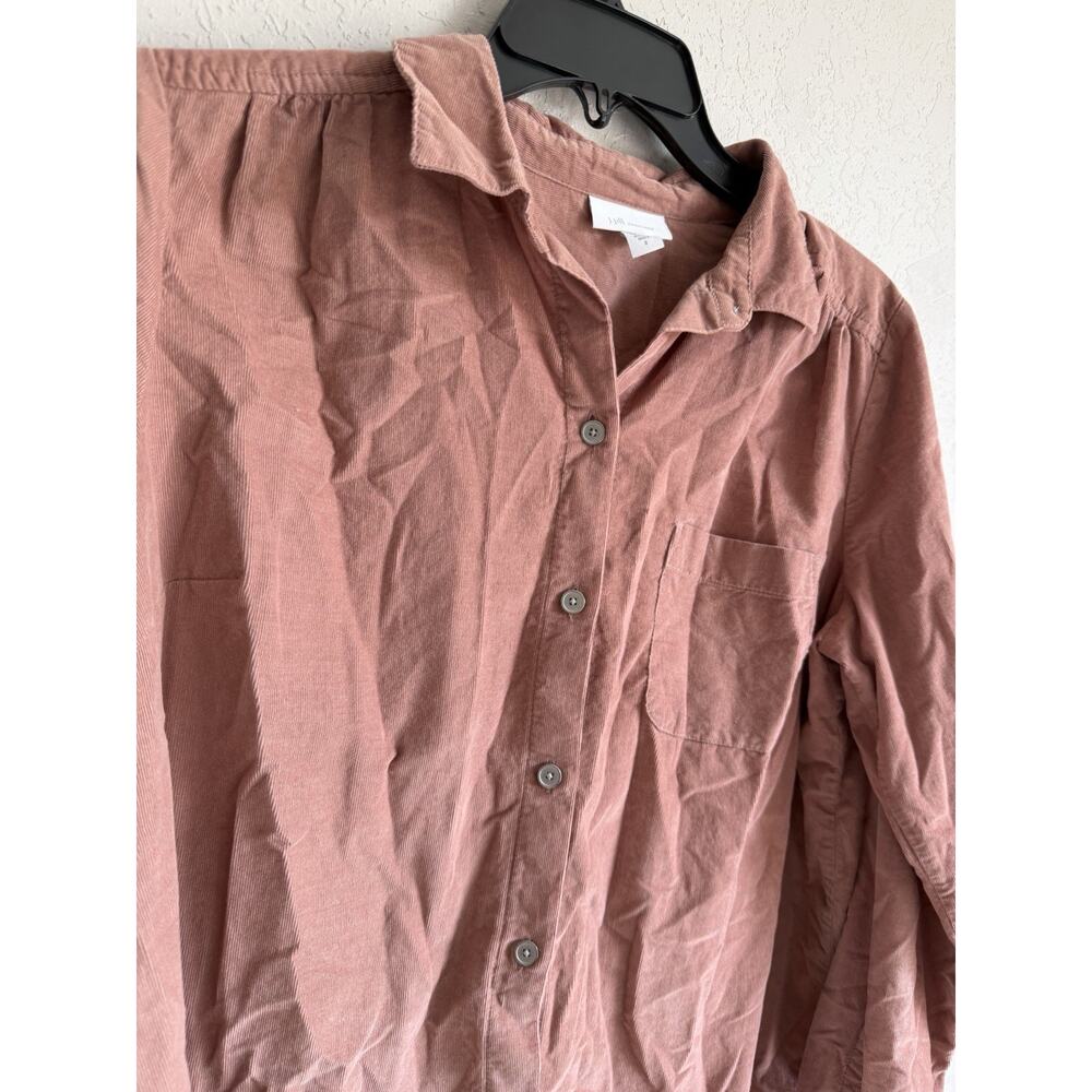 J.Jill Pink Tan Corduroy Button Down Blouse Womens S Fall Casual Classic - Picture 2 of 6